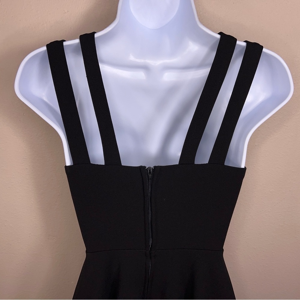 SIZE 0 Y2k ERA B SMART BLACK FIT FLARE EVENT DRESS FORMAL PARTY GOTH SLEEVELESS - Picture 7 of 12